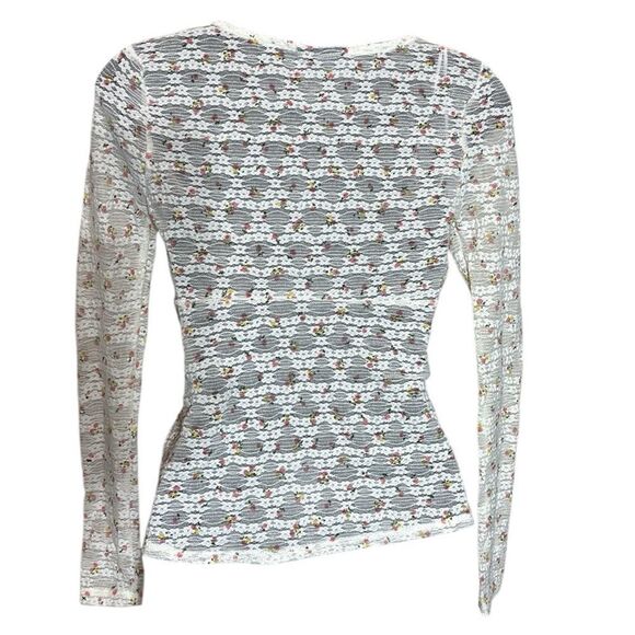 Self esteem lace floral babydoll long sleeve open front top stretch feminine - Picture 3 of 5